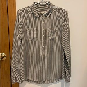 J Crew Collection EUC silk black white stripe sz 2